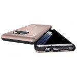 Wholesale Galaxy Note FE / Note Fan Edition / Note 7 Card Holder Hybrid Case (Rose Gold)